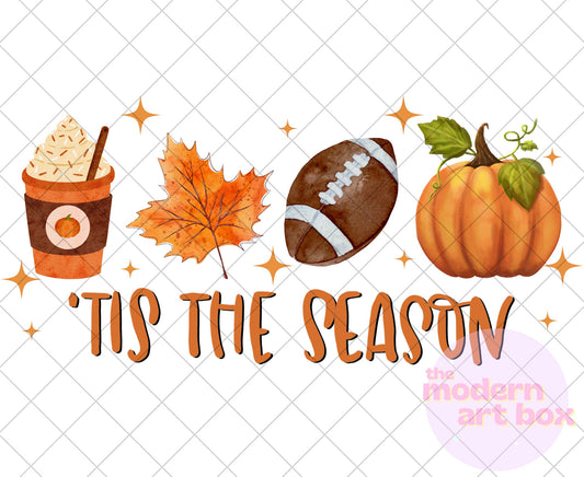 Tis the season Football Fall Pumpkin latte - Digital Download - PNG